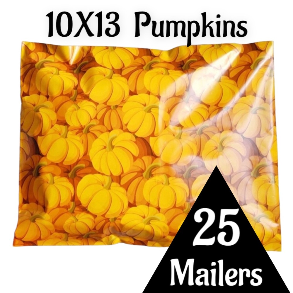 25 10X13 Poly Mailers Pumpkin, Shipping Envelopes Bags PRICE IS FIRM Fall - Picture 7 of 11